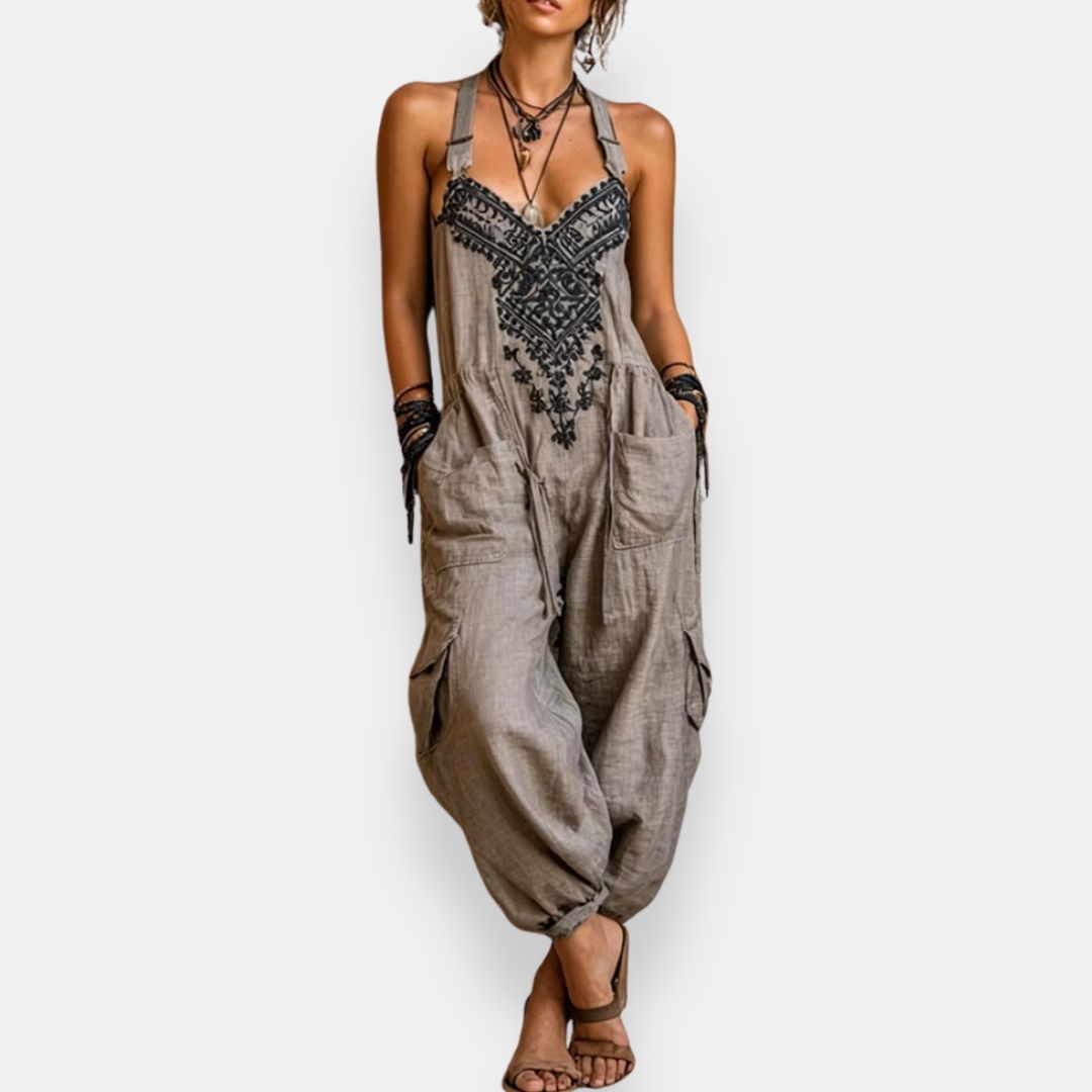 Elara – Embroidered Bohemian Jumpsuit
