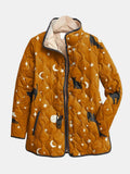 Eira | Black Quilted Jacket with Cat Pattern