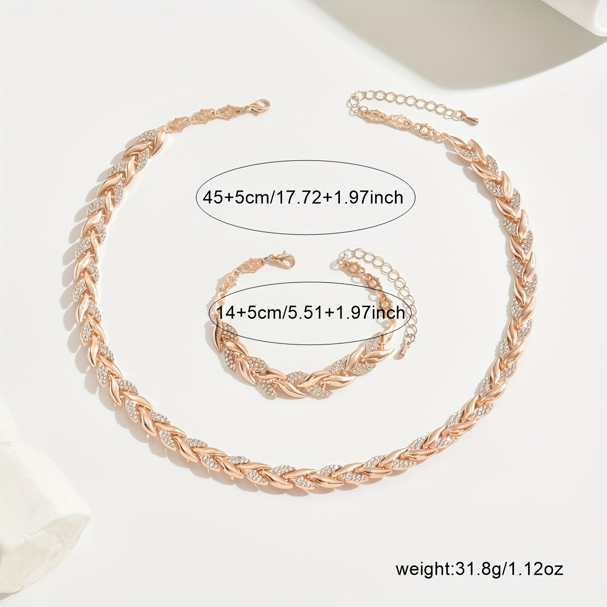 Elara™ | Timeless Leaf-Link Necklace & Bracelet Set