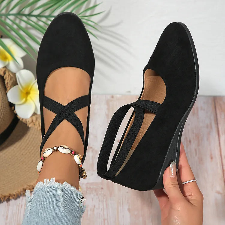 Rose™ Faux Suede Wedge Flat – Elegant Comfort From Morning to Night