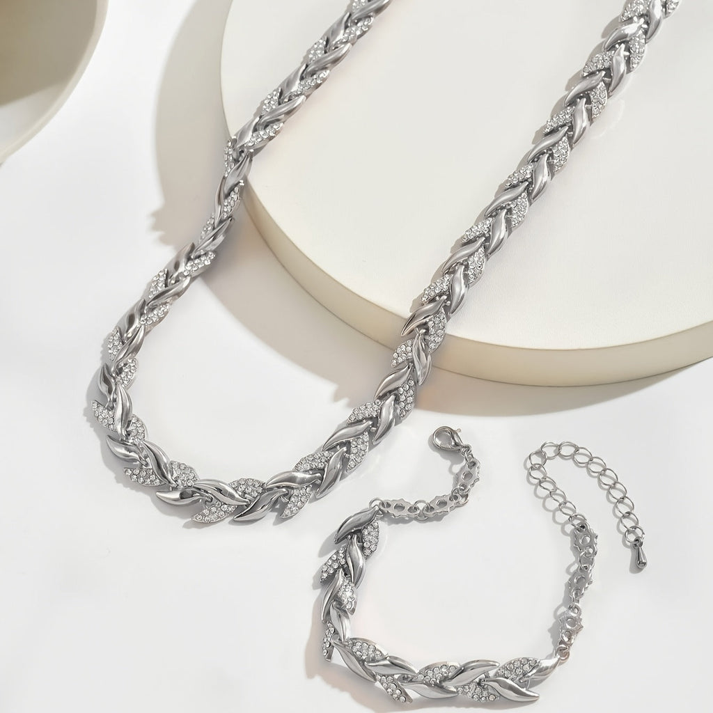 Elara™ | Timeless Leaf-Link Necklace & Bracelet Set