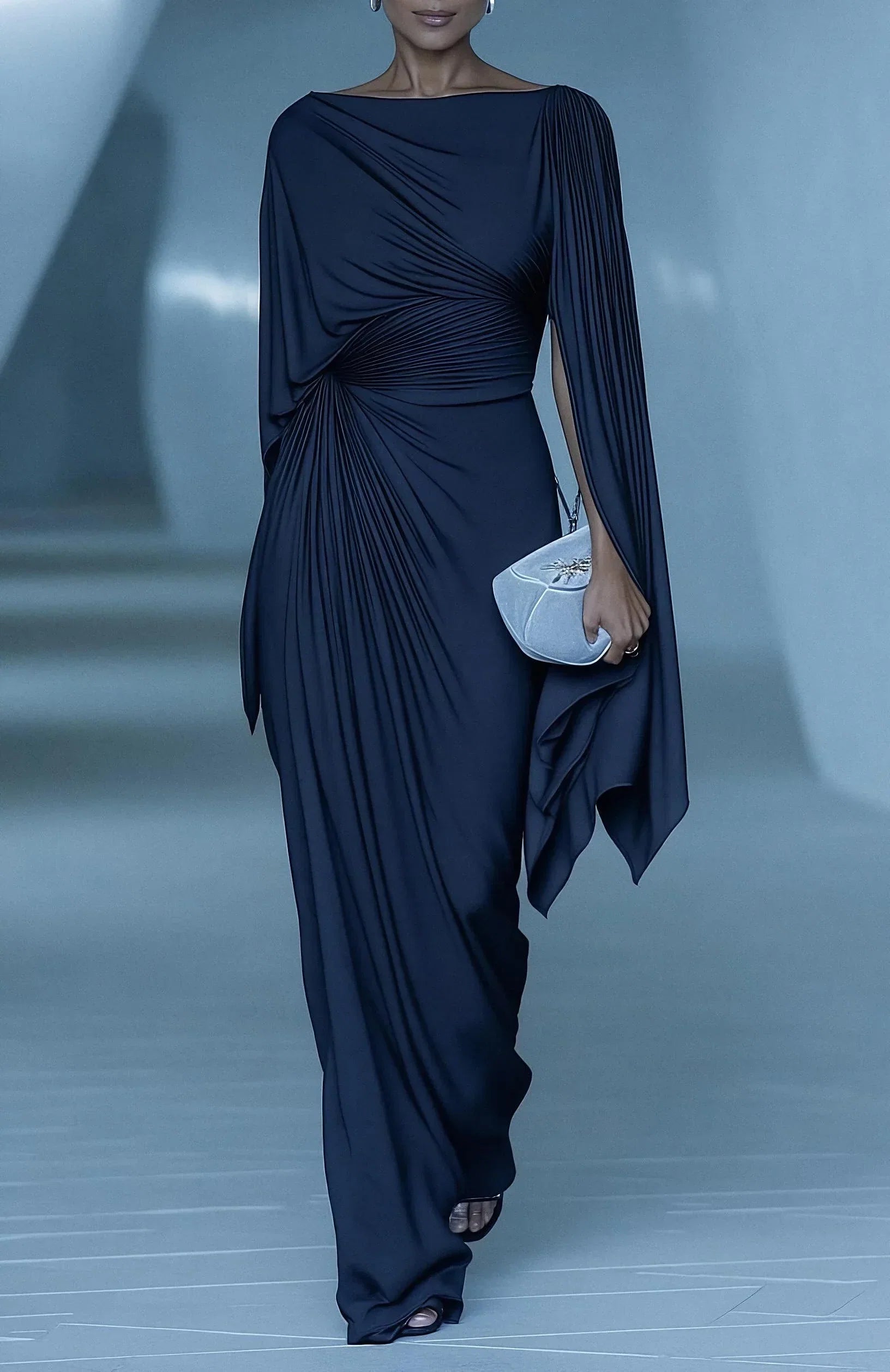Melyssa™ Pleated Drape Maxi Dress