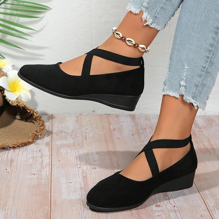 Rose™ Faux Suede Wedge Flat – Elegant Comfort From Morning to Night
