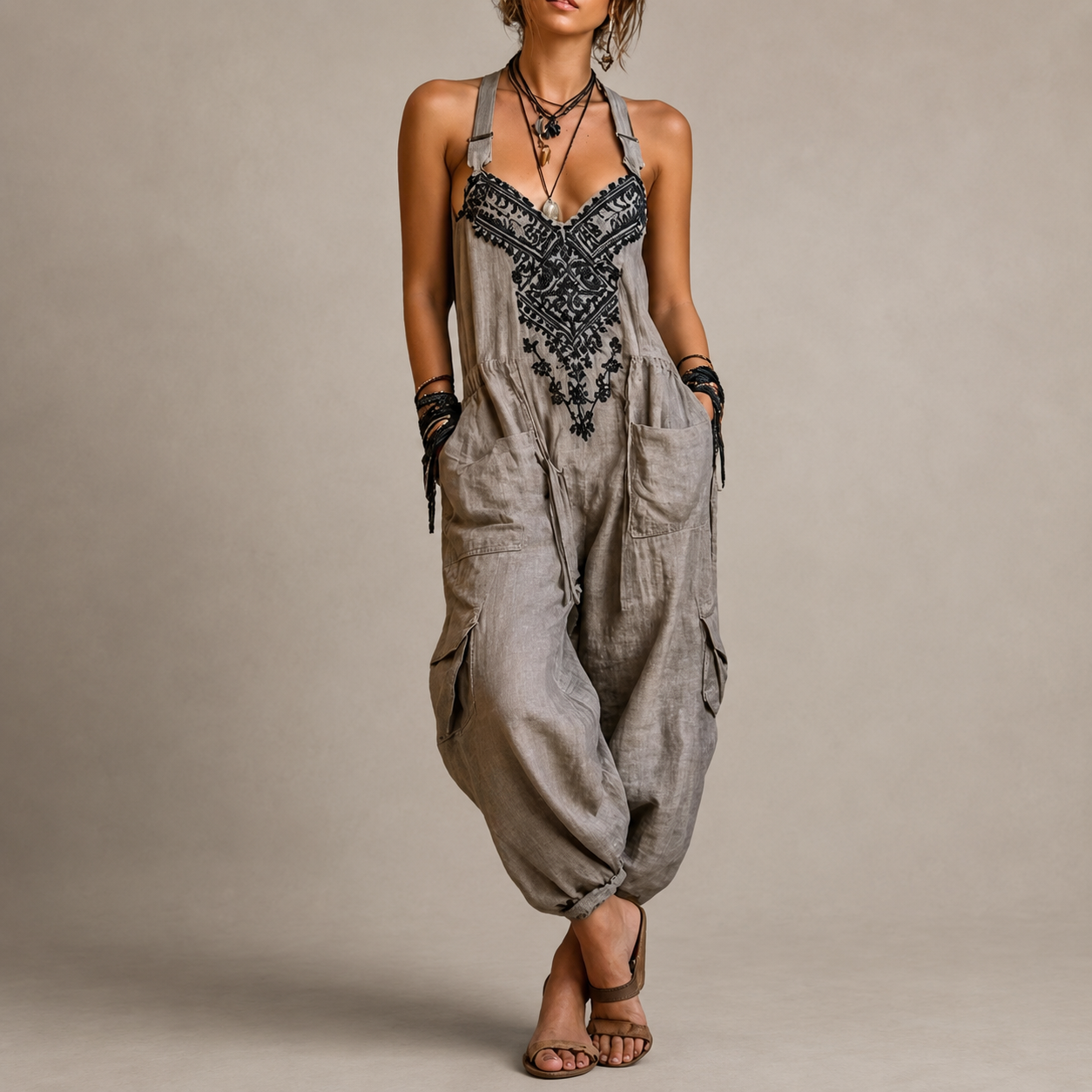 Aveline – Embroidered Boho Jumpsuit