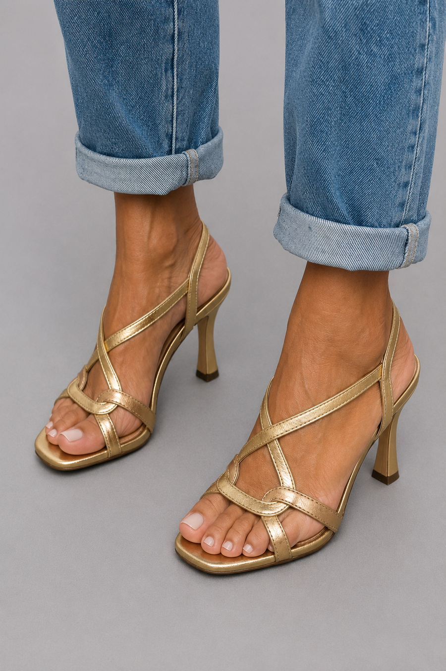 Eliana | Golden Winter Charm Heeled Sandals