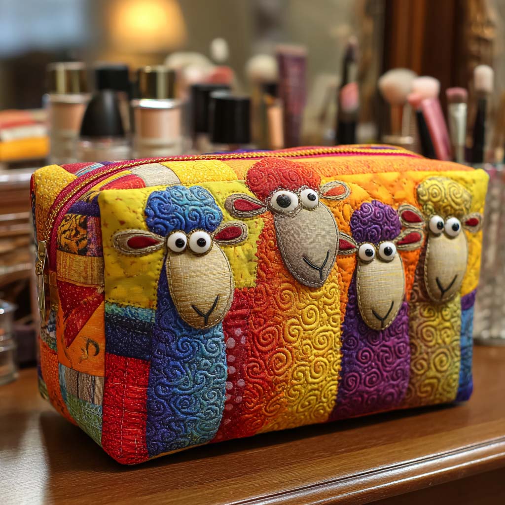 Kaia | Meadow Sheep Quilted Cosmetic Bag