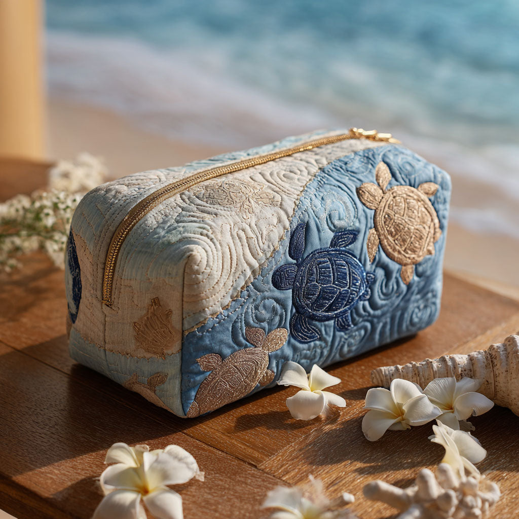 Willa | Coastal Turtle Quilted Cosmetic Bag