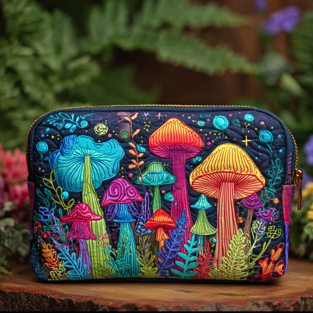 Mina | Mushroom & Peace Quilted Cosmetic Bag