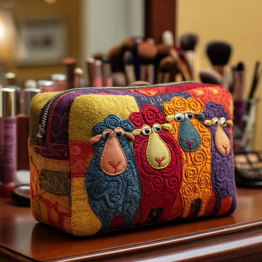 Quinn | Rainbow Sheep Quilted Cosmetic Bag
