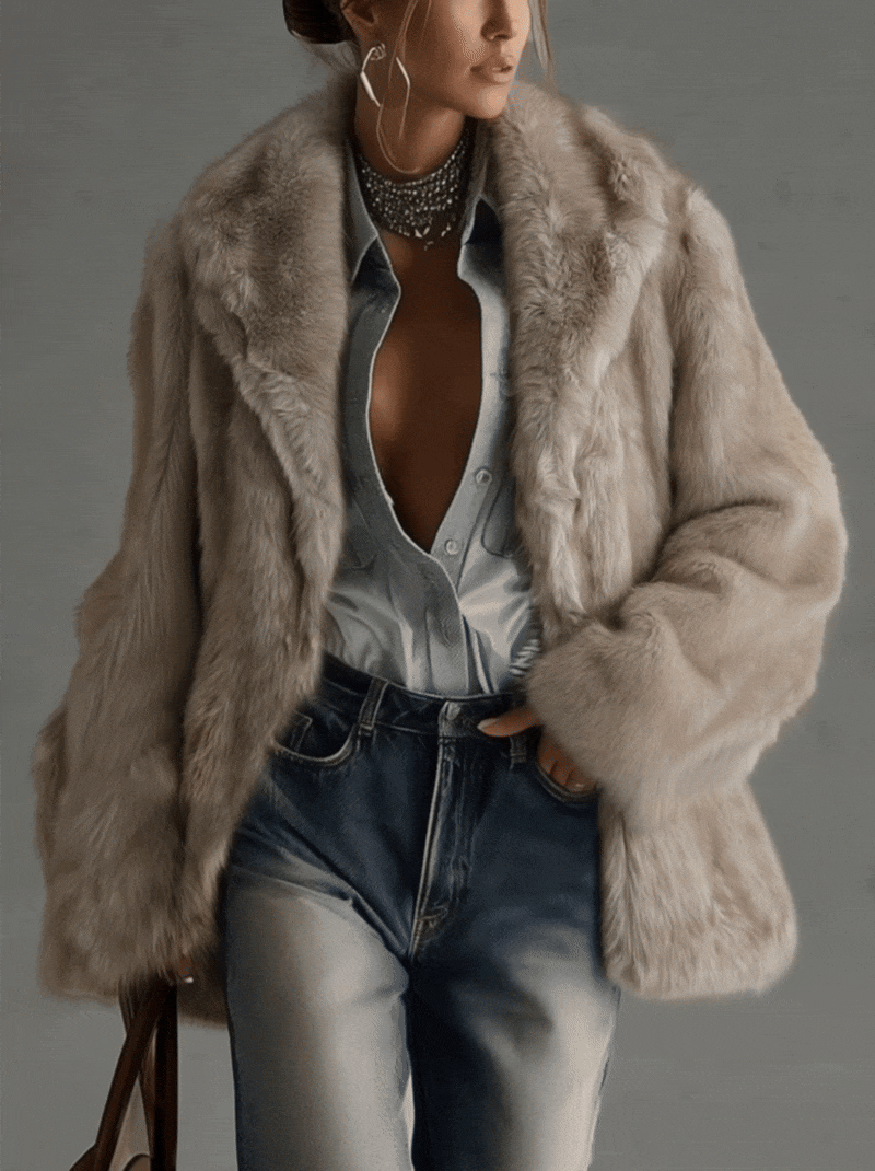 Soft Taupe™ | Luxe Oversized Faux Fur Coat