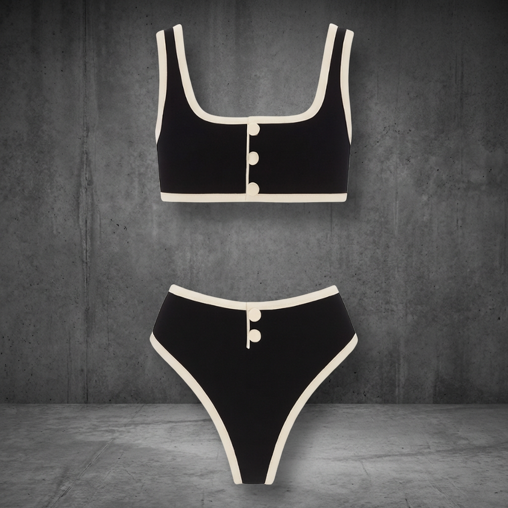 Kim's | WOMEN'S BIKINI SET | HIGH WAIST | BUTTON DETAIL
