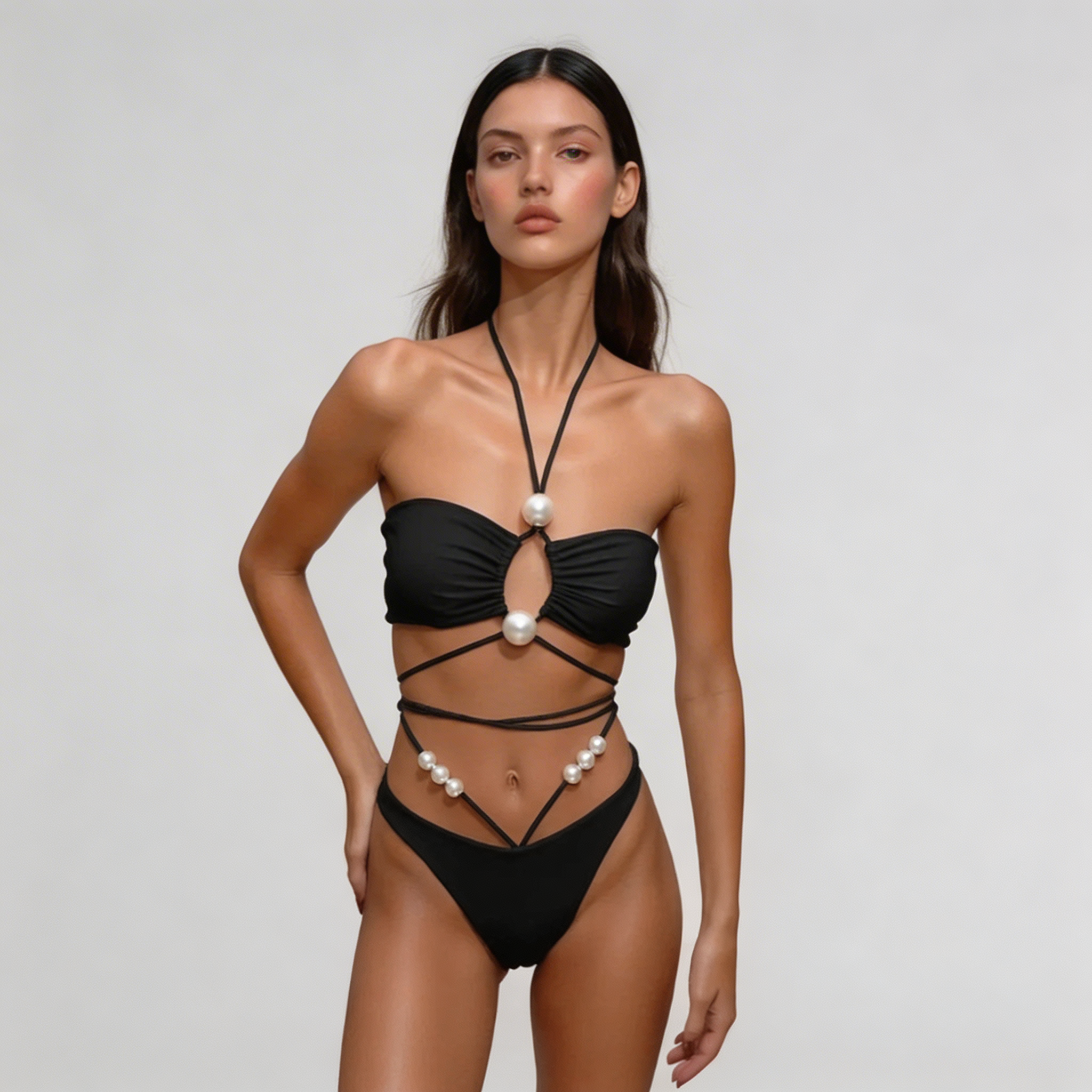 Kim's | WOMEN'S BIKINI SET | STRAPPY | PEARL DETAIL