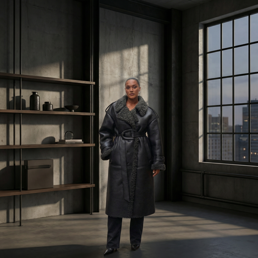 KIM'S | WOMEN'S COAT | LONGLINE | SHEARLING STYLE