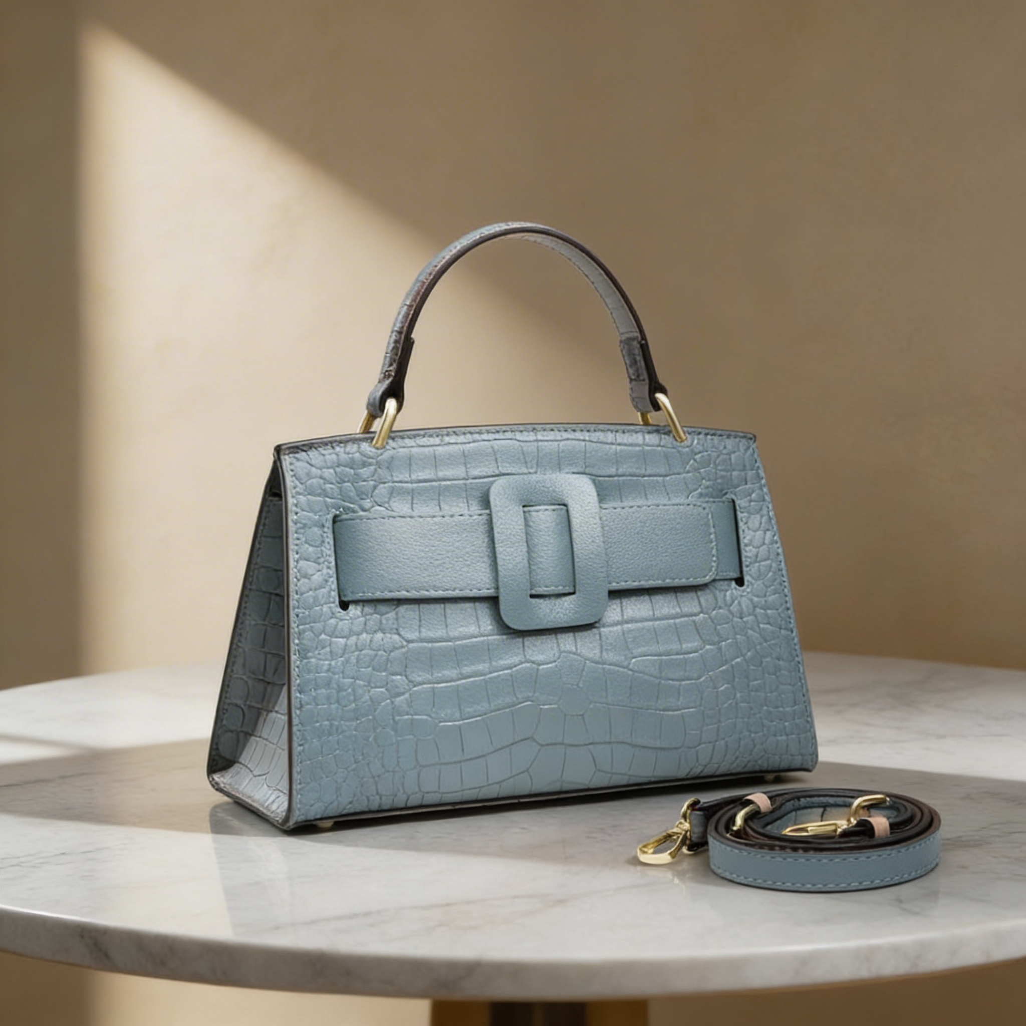 Kim's | Florence Buckle-Front Top-Handle Tote | Structured Handbag