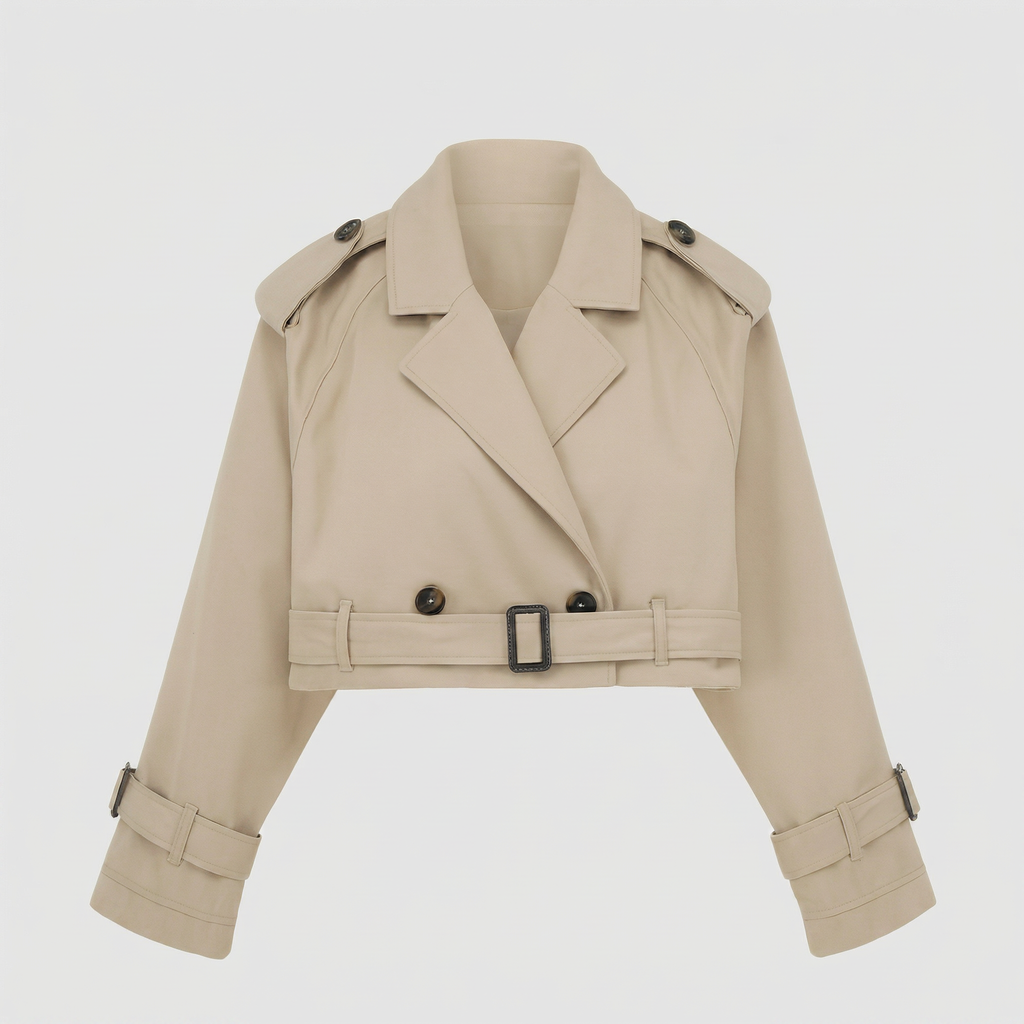 KIM'S | WOMEN'S TRENCH JACKET | CROPPED | BELTED
