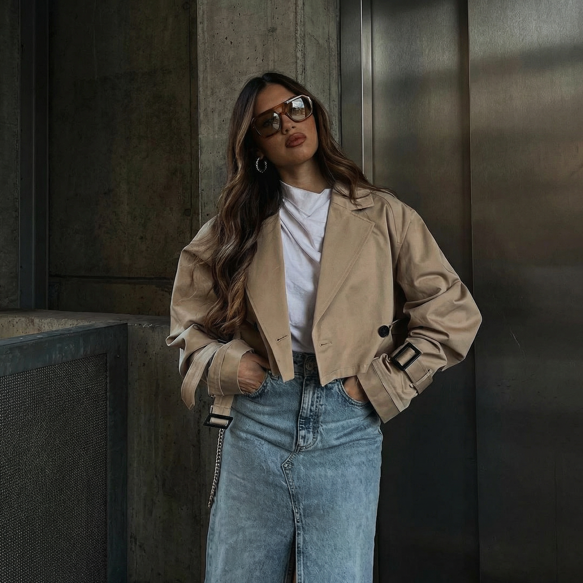 KIM'S | WOMEN'S TRENCH JACKET | CROPPED | BELTED