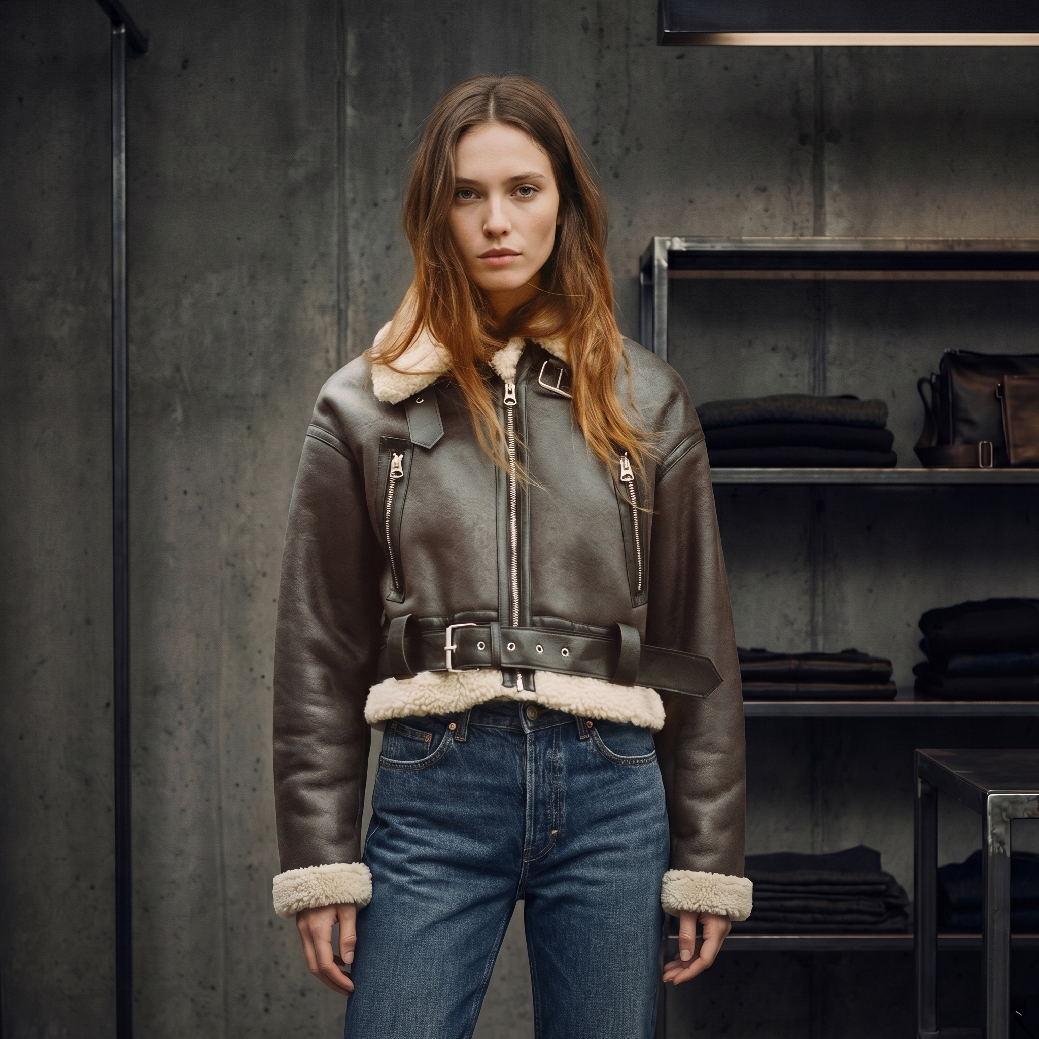 KIM'S | WOMEN'S AVIATOR JACKET | SHEARLING STYLE | PANELLED