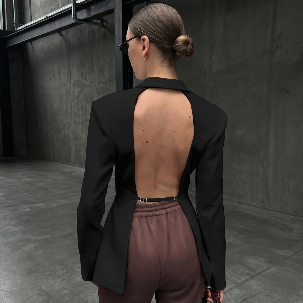 KIM'S | WOMEN'S BLAZER | DRAPED LAPEL | OPEN FRONT